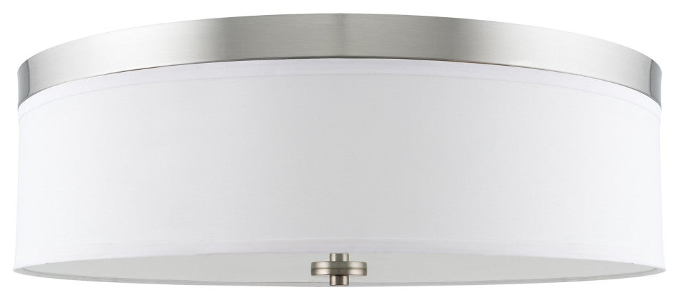 Kira Home Walker 20" Flush Mount Ceiling Light, White Fabric Shade, Round Glass