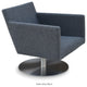 Harput Swivel Lounge Chair, Stainless Steel Base, Orange Camira Wool