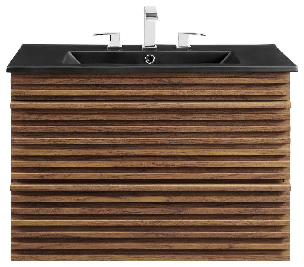 Render 30" Wall-Mount Bathroom Vanity - Walnut Black