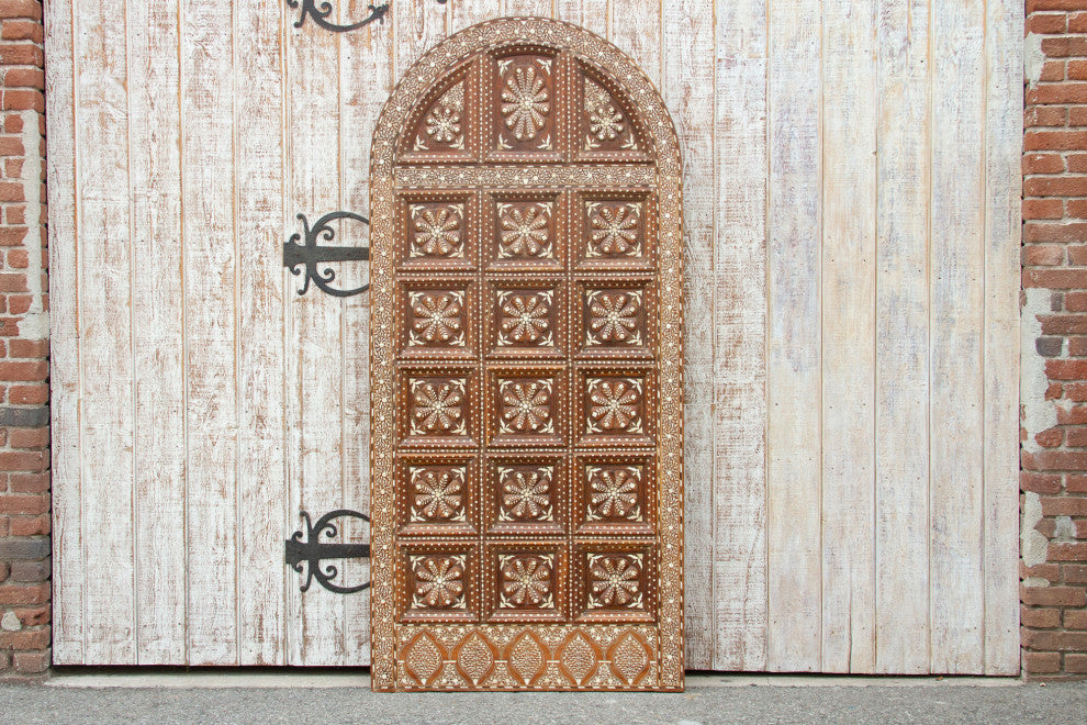 Extraordinary Sunburst Indo-Portuguese Inlaid Arched Door