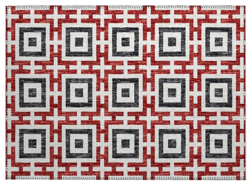 Indoor/Outdoor Marlo MO1 Red Machine Washable 1'8" x 2'6" Rug