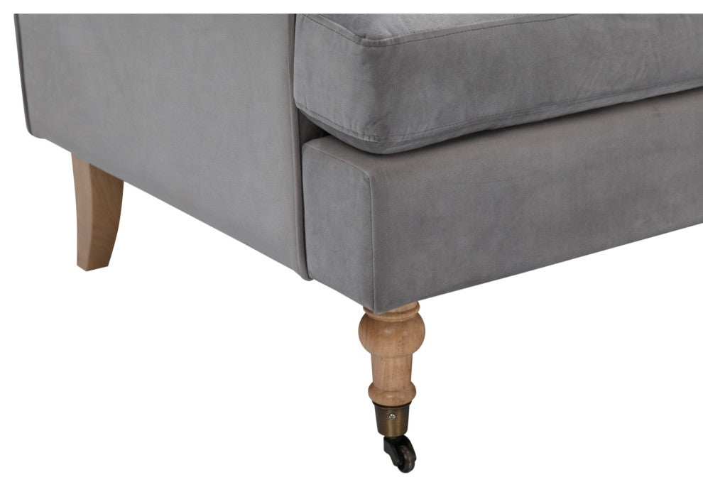 Rustic Manor Donna Accent Chair Saber Back Leg, Velvet, Gray