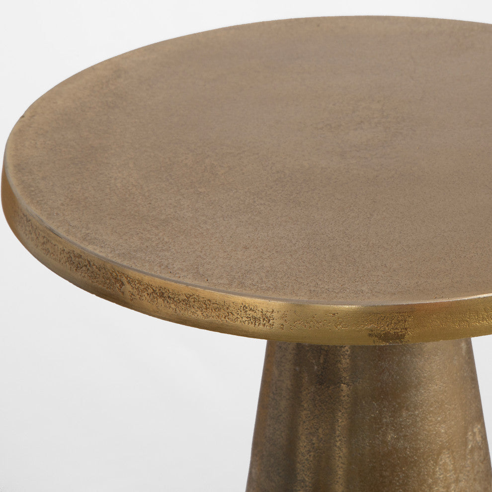 Pedestal Accent Table Is Finished, An Antique Brass.