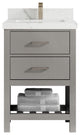 Parker 24" Single Sink Bath Vanity, Elephant Skin Gray 2" Calacatta Laza