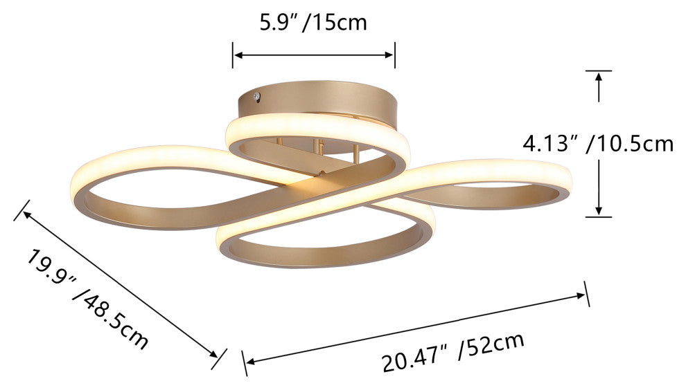 Modern Concise LED Flush Mount Ceiling Light 1-Light Linear Deisgn Light, Gold
