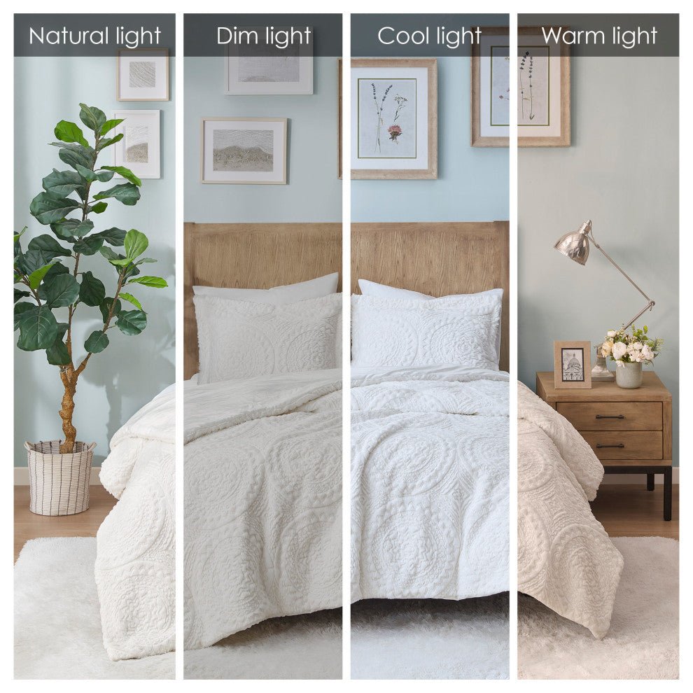 Madison Park Arya Medallion Faux Fur Plush Comforter Mini Set