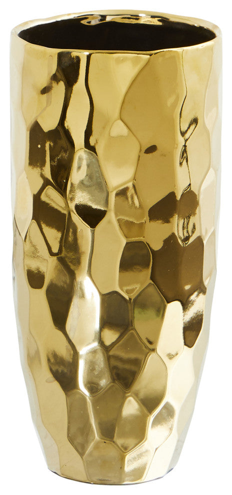 10" Designer Gold Cylinder Vase