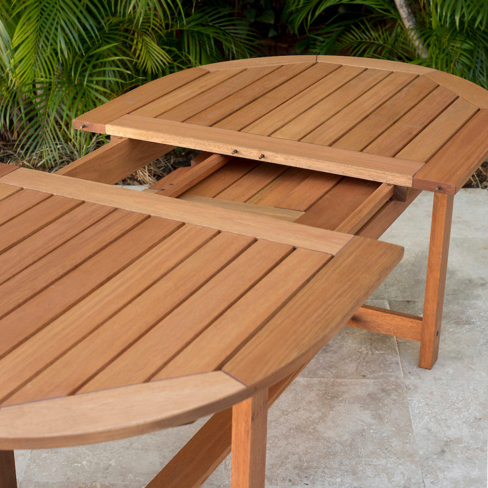 Solid Wood 100% FSC 7-Piece Armless Oval Extendable Patio Dining Set