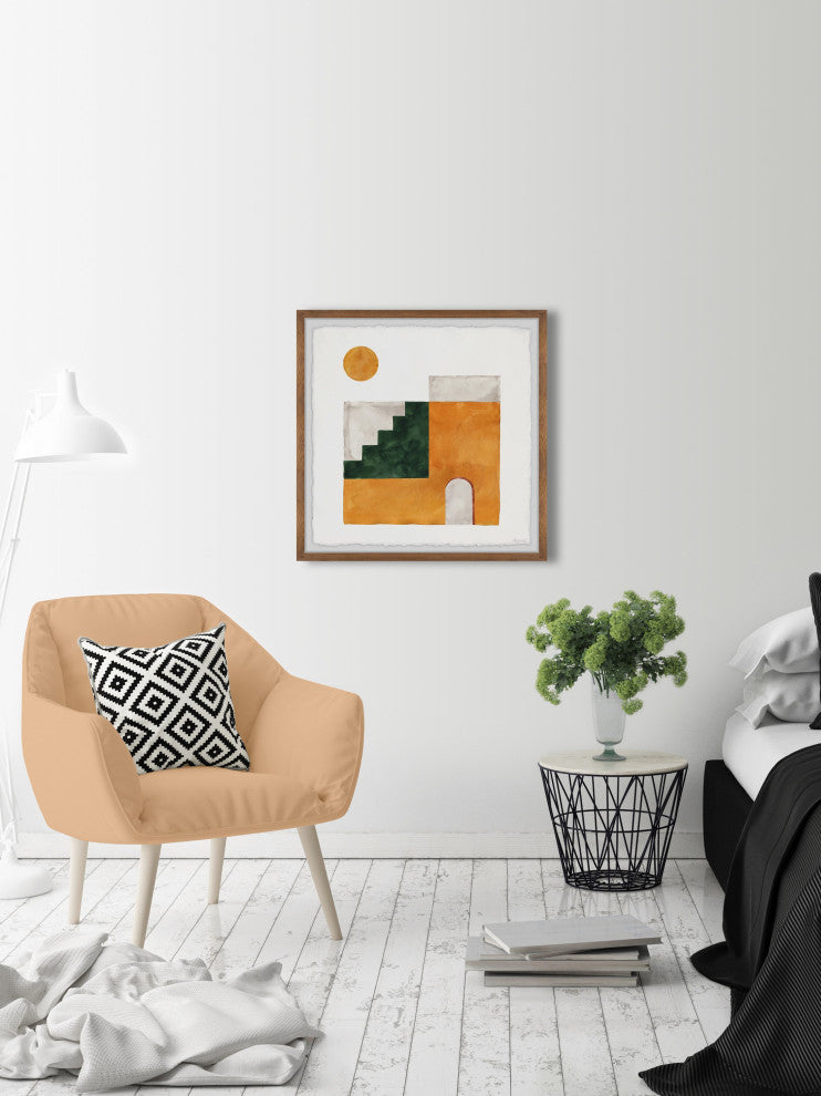 "Green Stairway" Framed Painting Print, 24x24