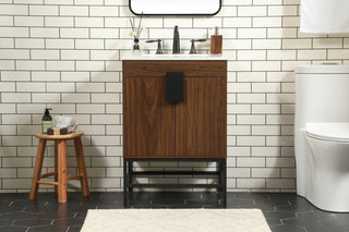 Home Living 19" Modern Walnut-Light Bathroom Vanity