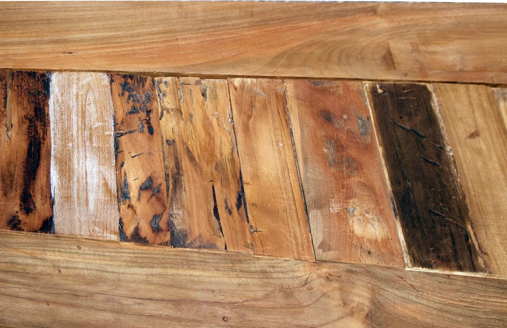 Recycled Teak Wood Backless Bench, 63 Inch