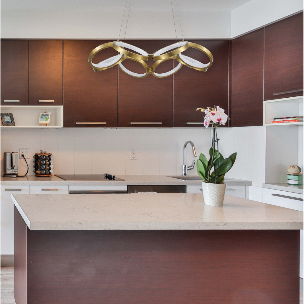 Philo Modern 1 Light Aged Brass White Metal Chandelier
