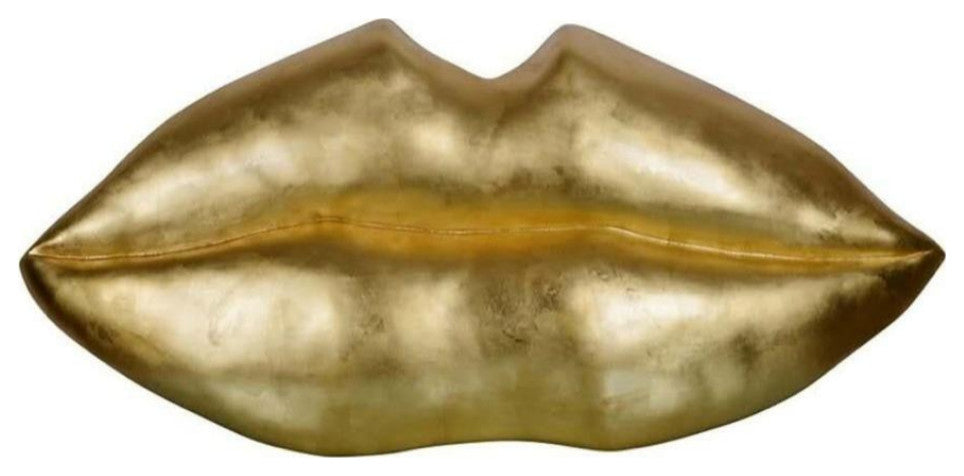 Polyresin Golden Lip Sculpture