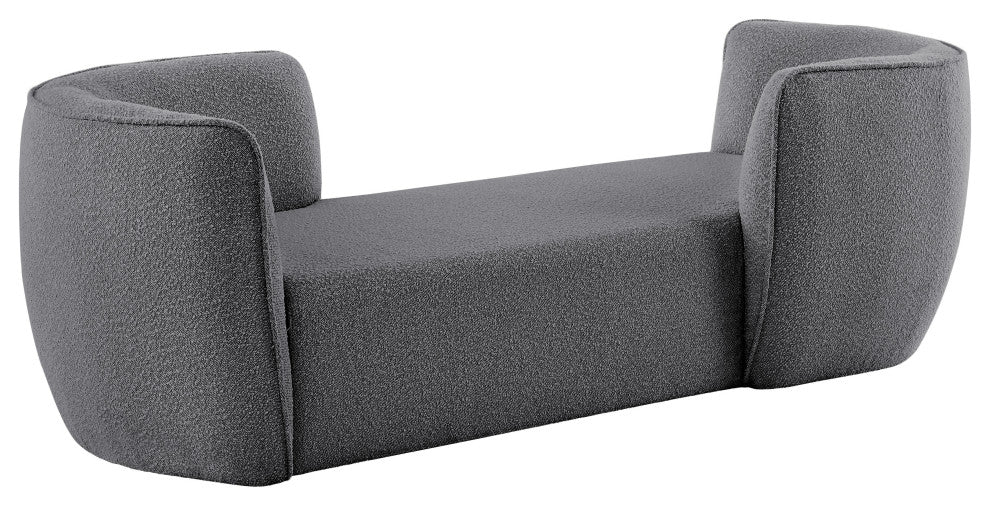 Hilton Boucle Fabric Upholstered Chaise Lounge, Grey