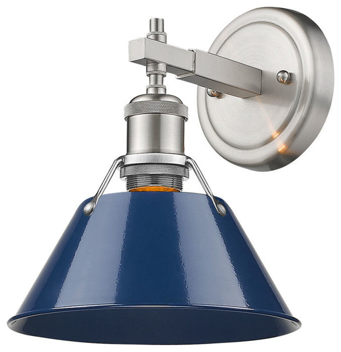Golden Orwell 1 Light Bath Vanity, Pewter, Navy Blue Shade