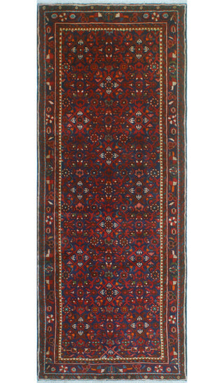 Fine Vintage Distressed Yale Blue/Red Runner, 3'9 x 9'7