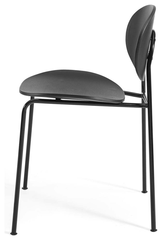 Side Dining Chair, Set of 2, Plastic, Metal, Black, Modern, Bistro Restaurant