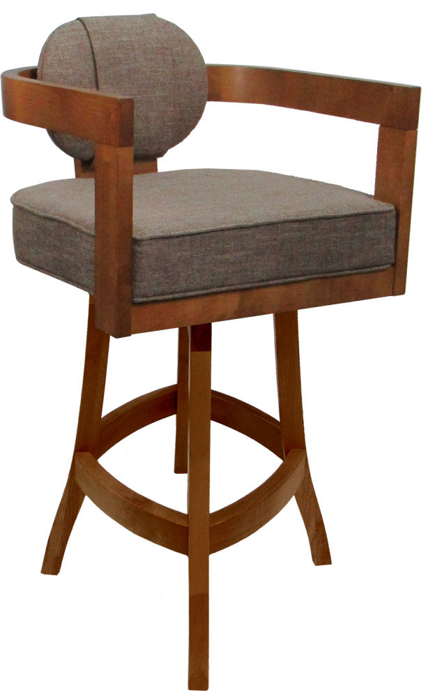 Swivel Wood Bar Stool Kadir Plus on S-Base, Basin Beige - Honey, 26"