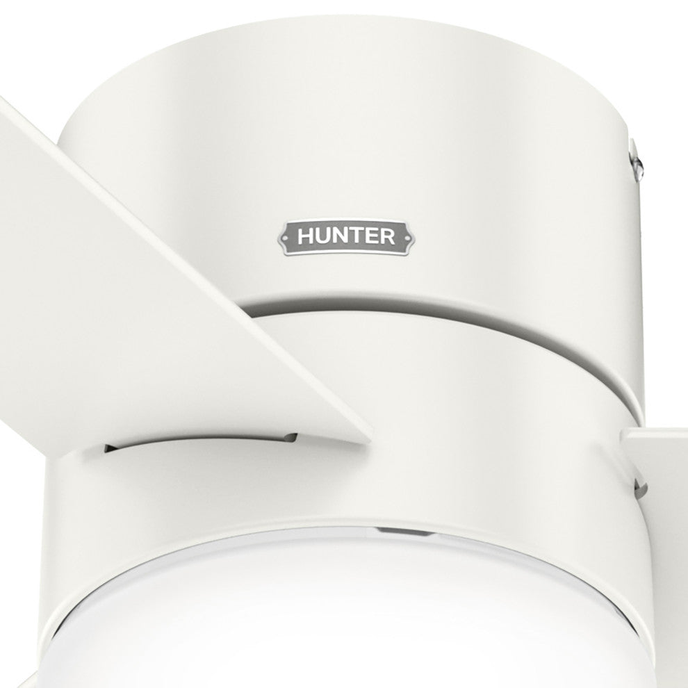 Hunter 52" Minimus Fresh White Low Profile Ceiling Fan With LED Light and Remote
