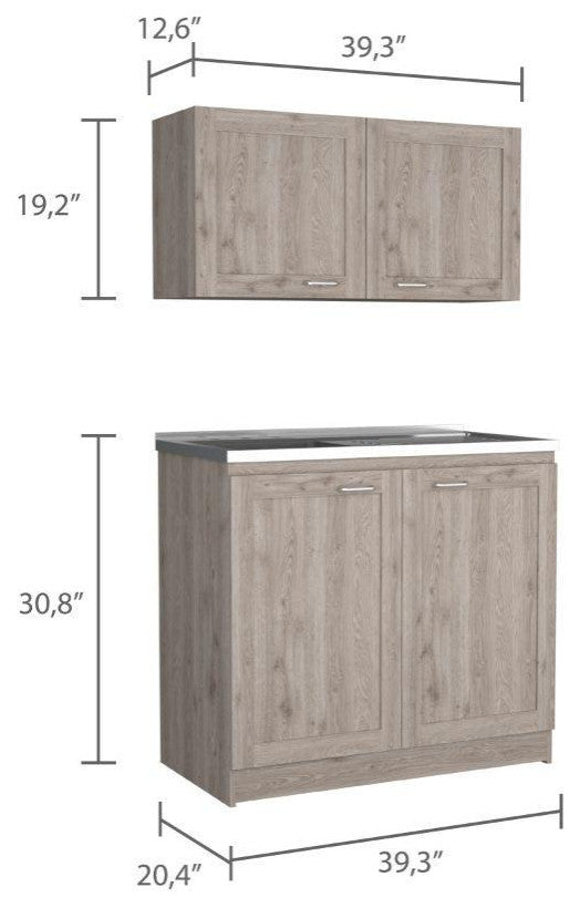 Agate Cabinet Set, Light Gray