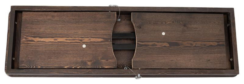 HERCULES Series 40" x 12" Solid Pine Folding Farm Bench, Mahogany