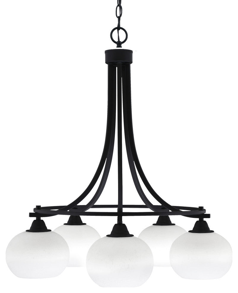 Paramount 5-Light Chandelier, Matte Black, 7" White Muslin Glass