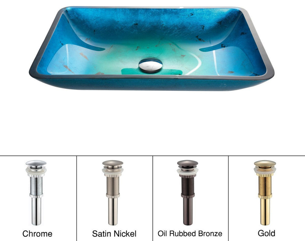 Polished Chrome Kraus GVR-204-RE-CH 22''. Rectangular Tempered Glass Sink