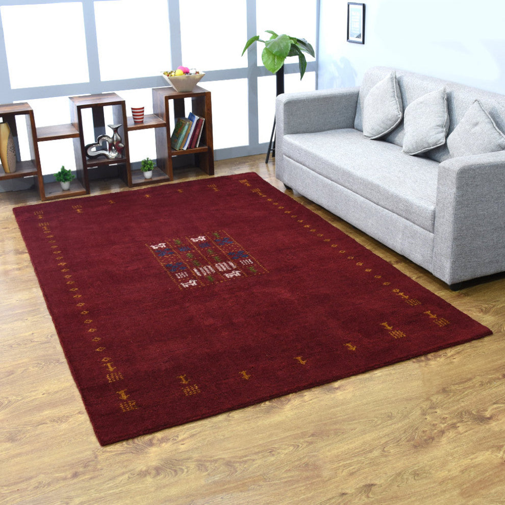 HAND KNOTTED LOOM SILK ECO-FRIENDLY AREA RUGS -6'x9',Rectangle,Red,Contemporary
