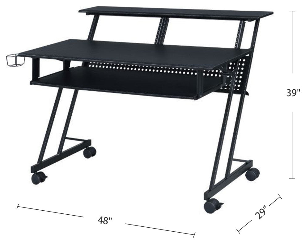 Rectangular Music Desk With Wheels, Black
