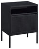 Bowery Hill Open Metal Shelf Nightstand with USB Port in Black