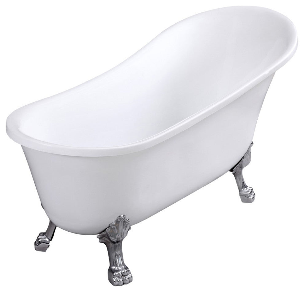 ARIEL 59" Acrylic Freestanding Bathtub Polished Chrome and Overflow Drain