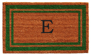 Green Border 18"x30" Monogram Doormat, Letter E