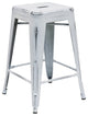 24" High Backless Distressed White Metal Indoor-Outdoor Counter Stool
