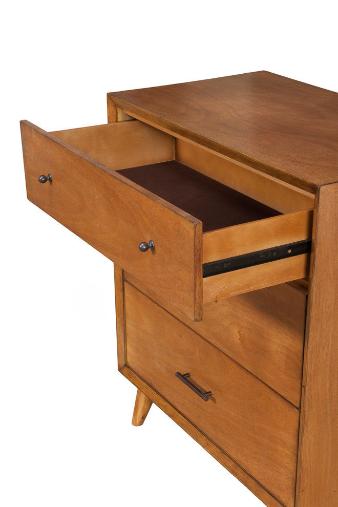 Flynn Mid Century Modern 3 Drawer Small Chest, Acorn