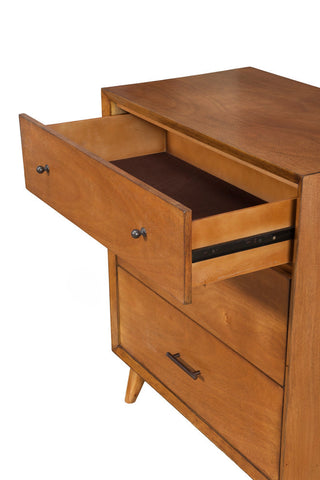 Flynn Mid Century Modern 3 Drawer Small Chest, Acorn