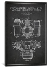 "Camera Charcoal Patent Blueprint" by Aged Pixel, 18"x12"x1.5"
