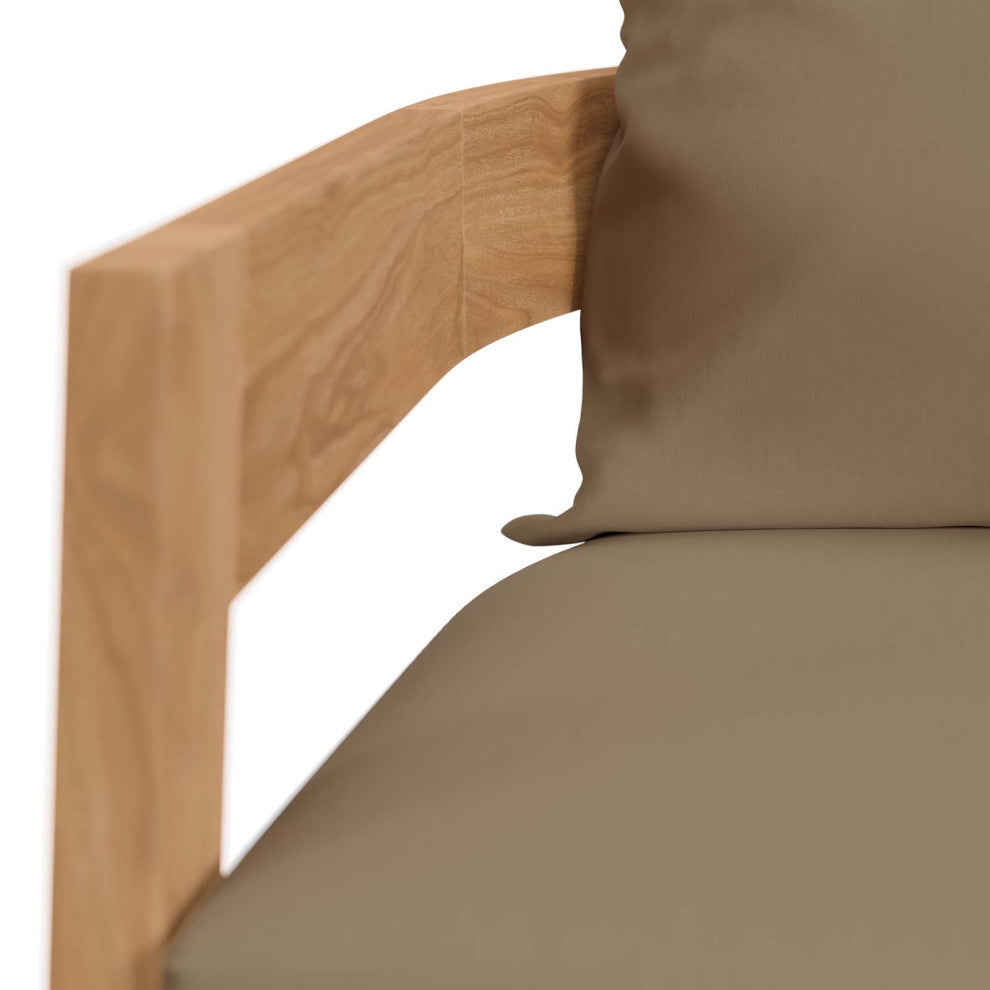 Brisbane Teak Wood Outdoor Patio Armchair, Natural Light Brown