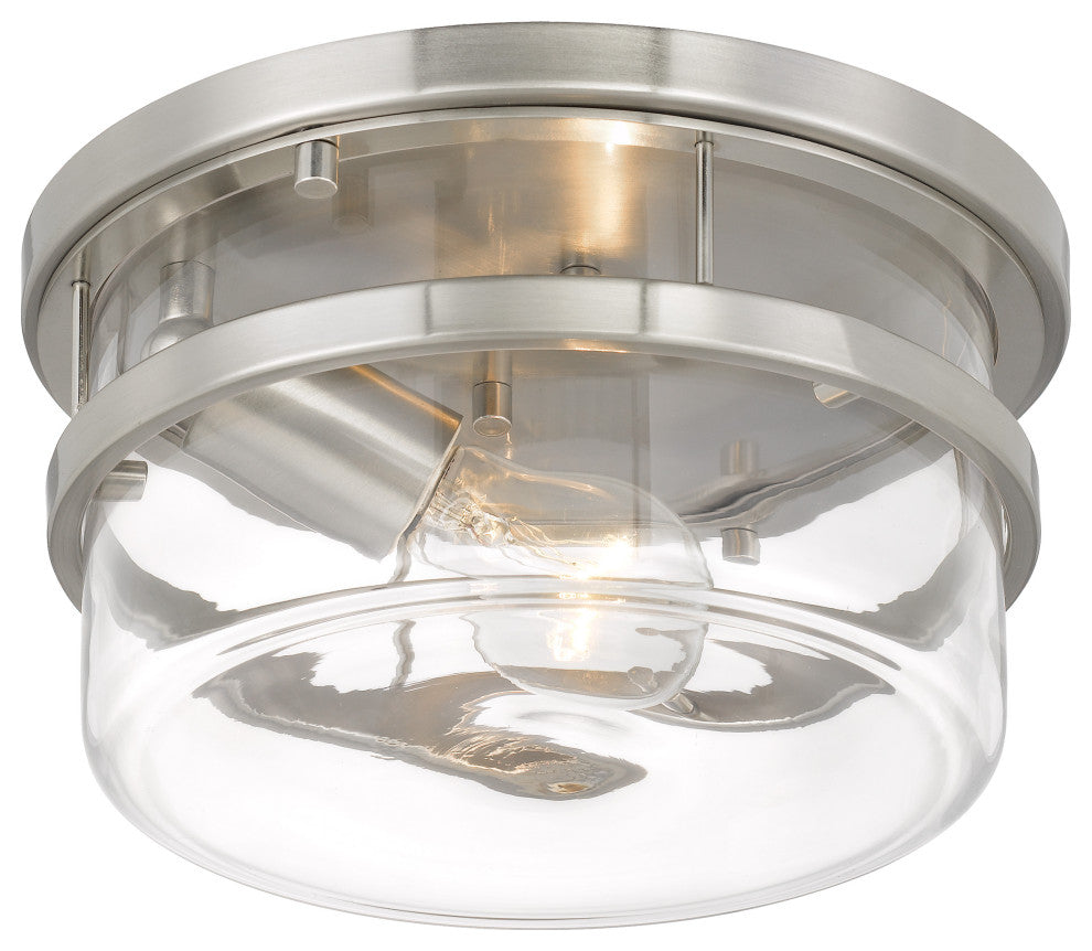 Kenmore 1-Light Brushed Nickel Finish Flush Mount 9.88"x9.88"x5"