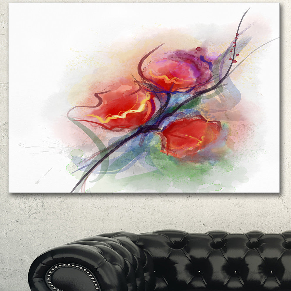 Soft Floral Watercolor on Splashes, Large Floral Canvas Art Print, 40"x30"
