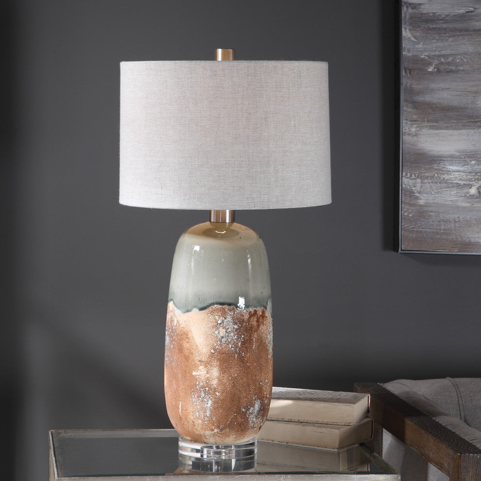 Uttermost Maggie Ceramic Iron and Fabric Table Lamp in Terracotta Rust Brown