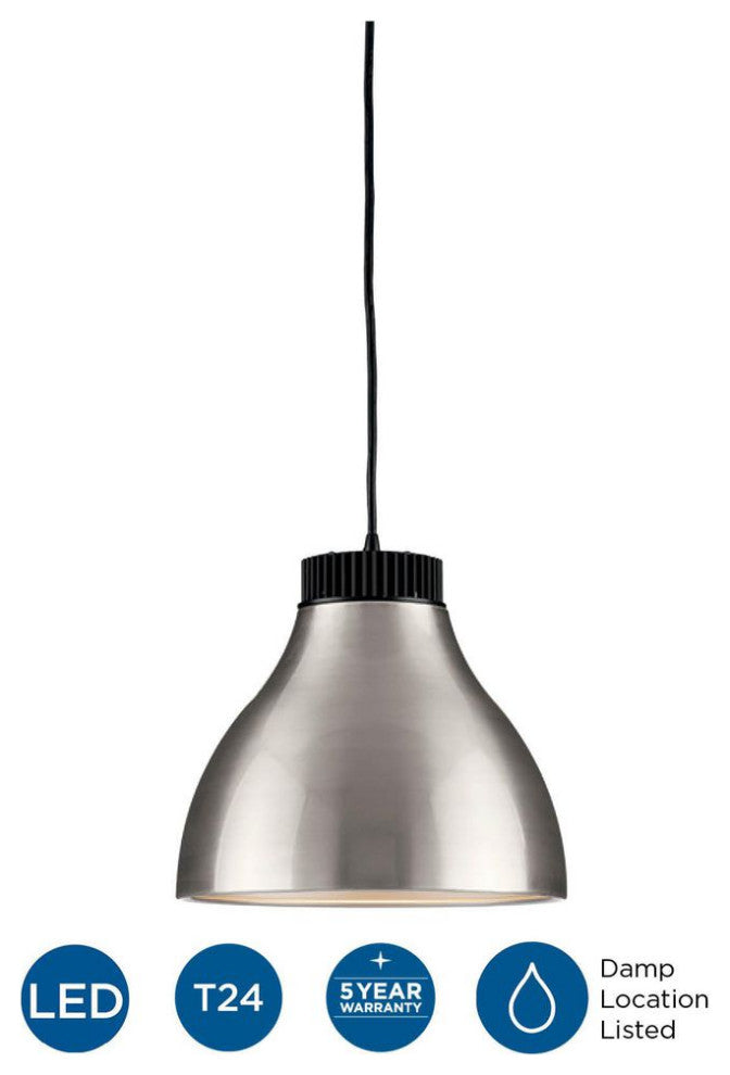 Radian LED Collection 10.6" 1-Light Brushed Nickel Satin Aluminum LED Pendant