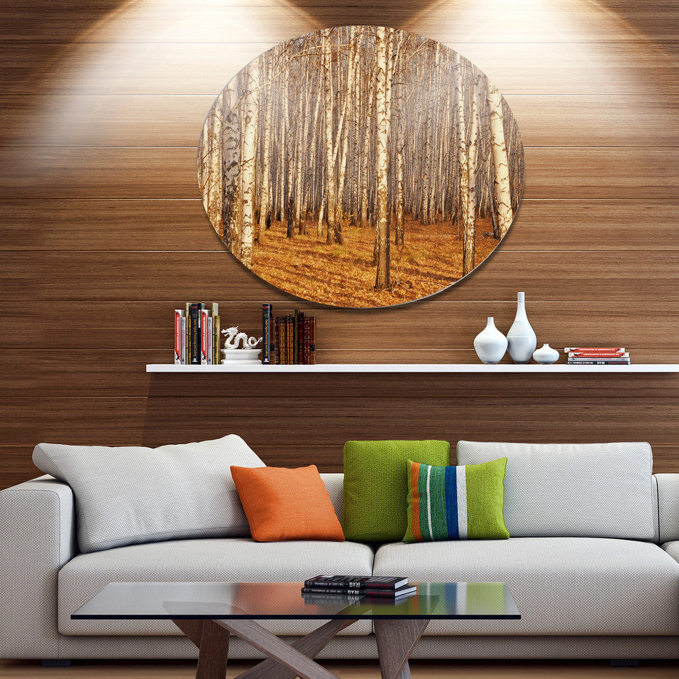 Dense Birch Forest In The Fall, Forest Round Wall Art, 36"