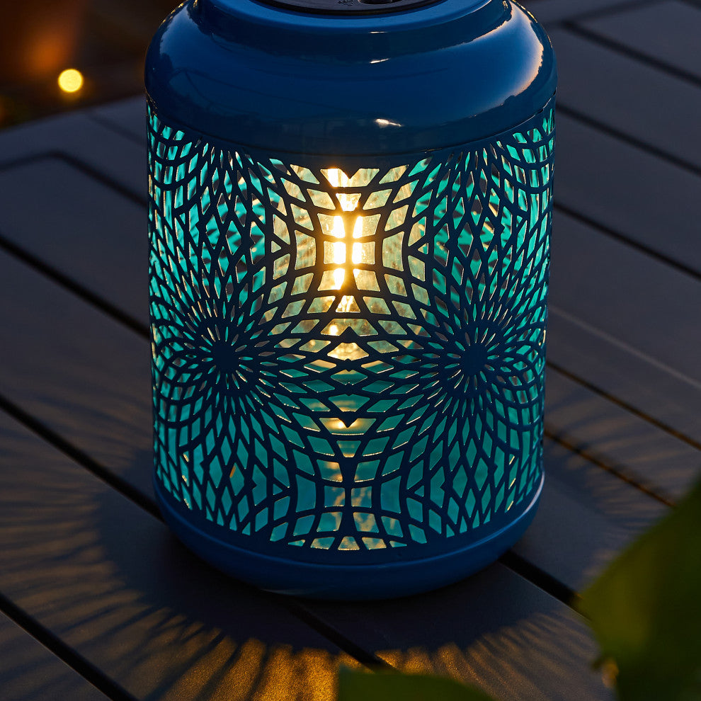 Metal Cutout Solar Powered Hanging Lantern, 2-Piece Set