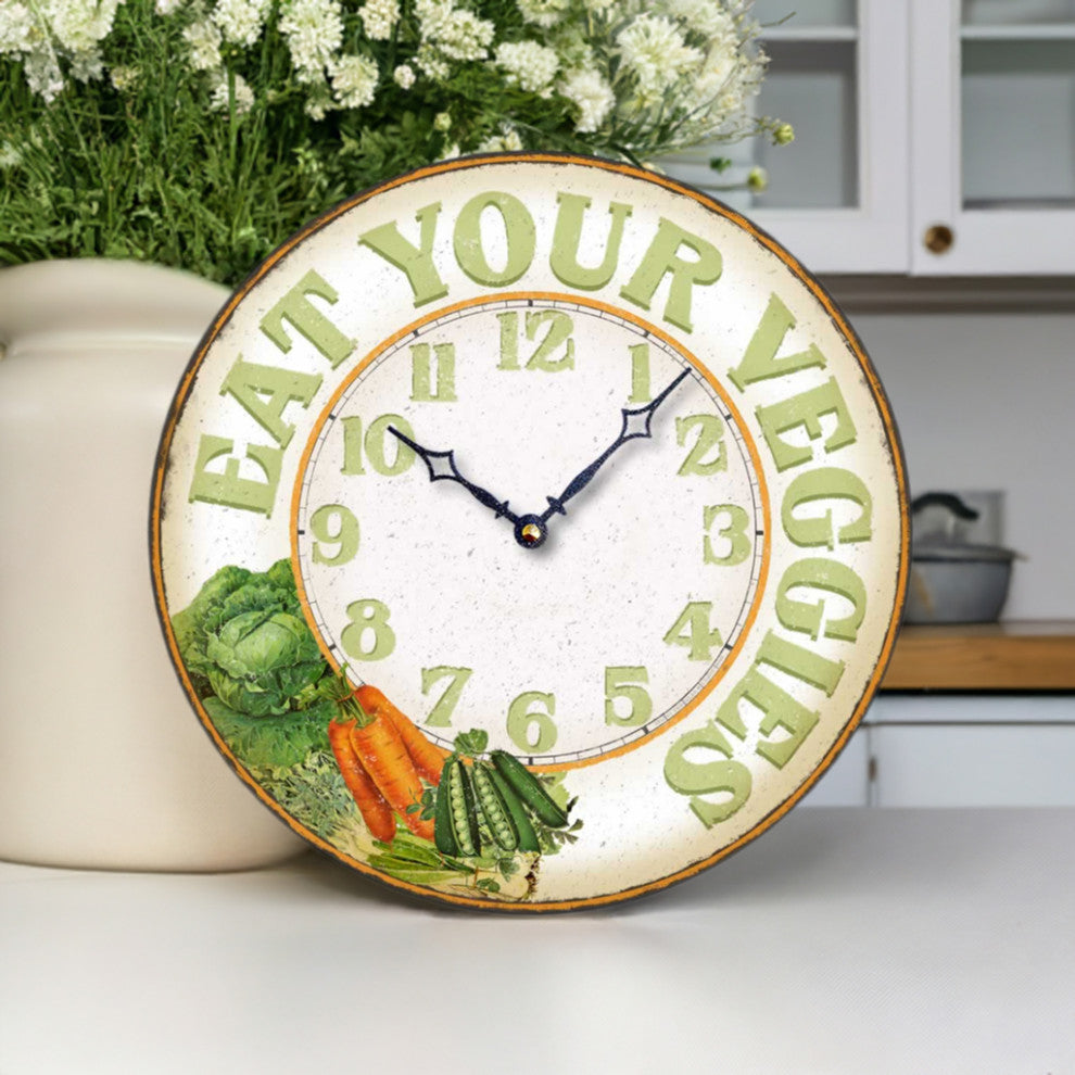 Vintage-Style Casual Kitchen Vegetables Clock