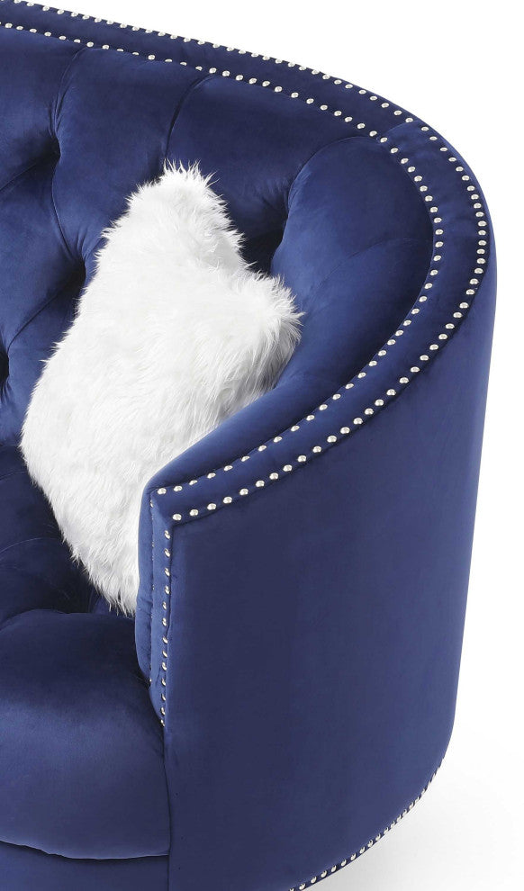 Dania 64 in. W Flared Arm Velvet Straight Sofa, Blue