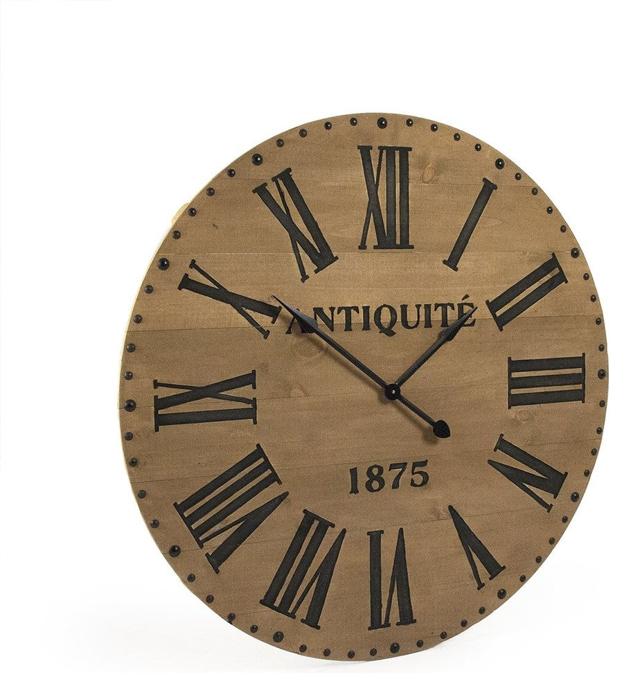 Alexis Wall Clock, Natural Background With Dark Gray Numbers