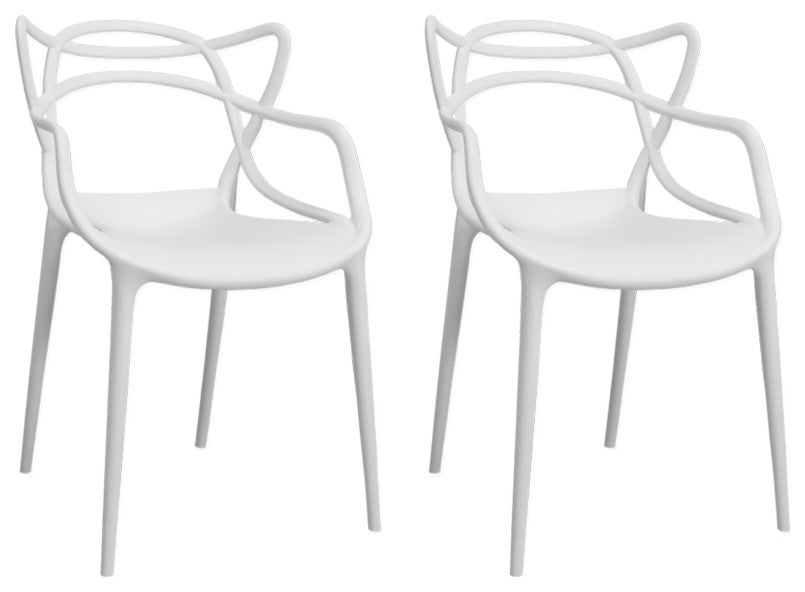 Mod Made Modern Plastic Loop Dining Chair, Set of 2, White