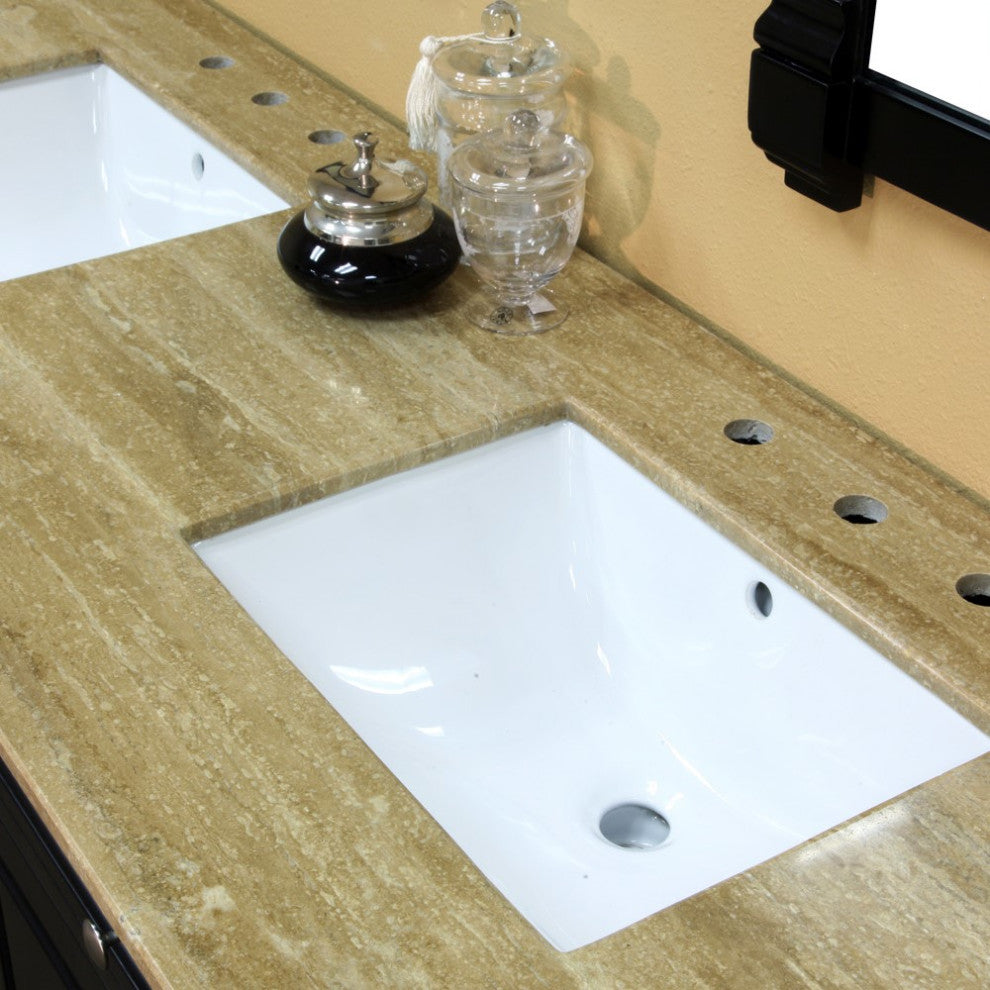 62" Double Sink Vanity-Wood-Ebony