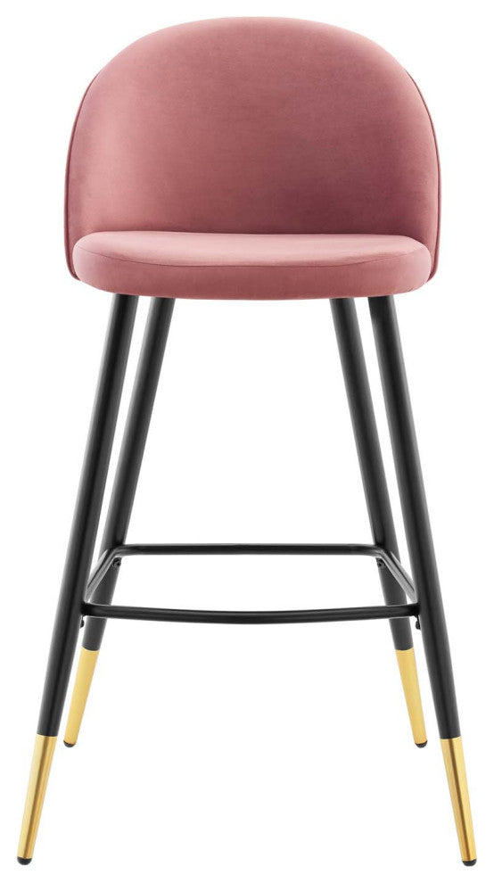 Bar Stool Chair Barstool, Set of 2, Velvet, Metal, Pink, Modern, Bar Pub Bistro