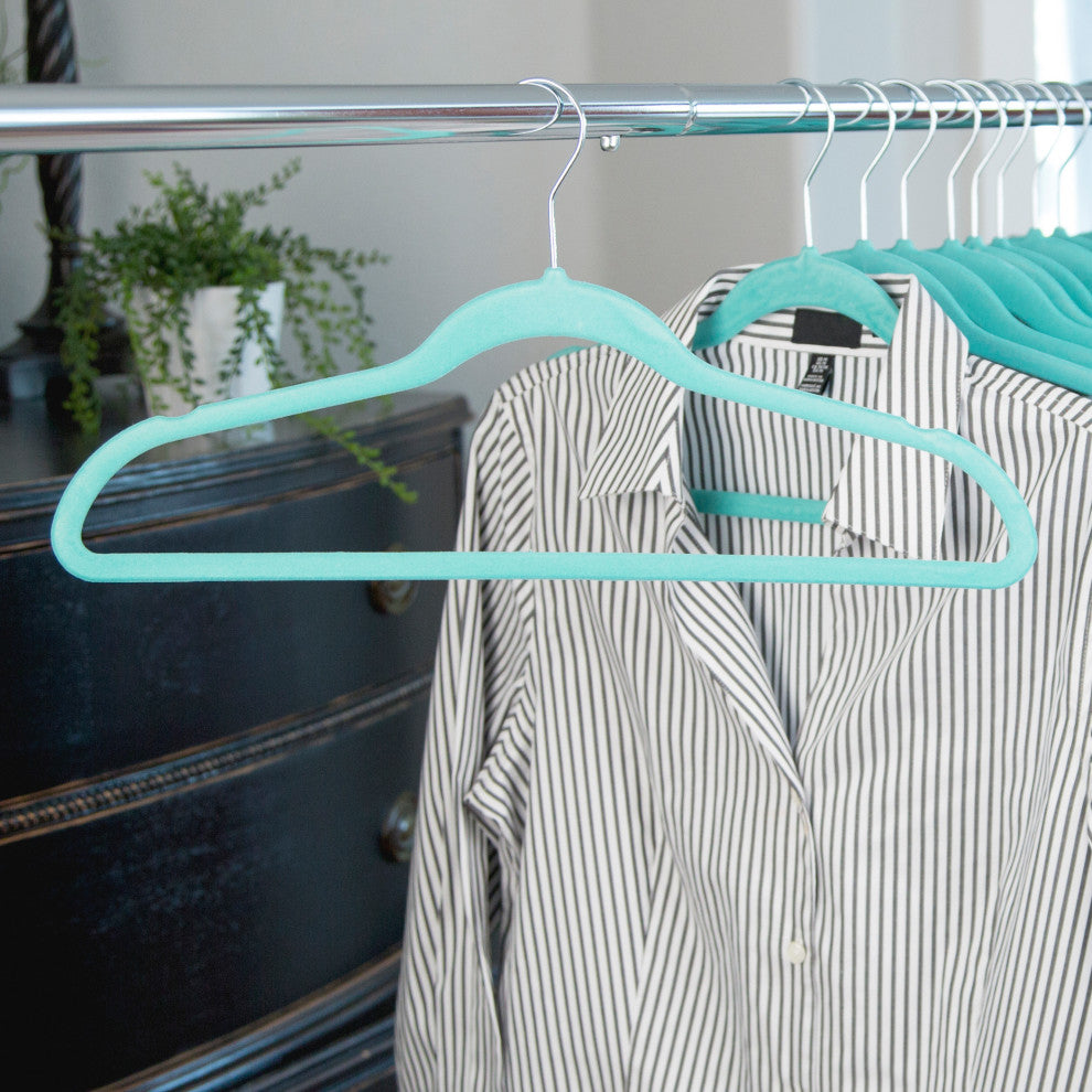 Suit Hangers, Tiffany Blue, Soft Grip Anti Slip, Set of 35